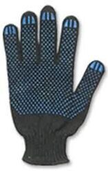Перчатки трикотажные модель Лайт с ПВХ покрытием Точка из 4-х нитей 10 кл вязка черного цвета