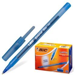 Шариковая пластиковая ручка "Раунд Стик" Цвет:синий, черный. Ширина линии письма 0,4мм.